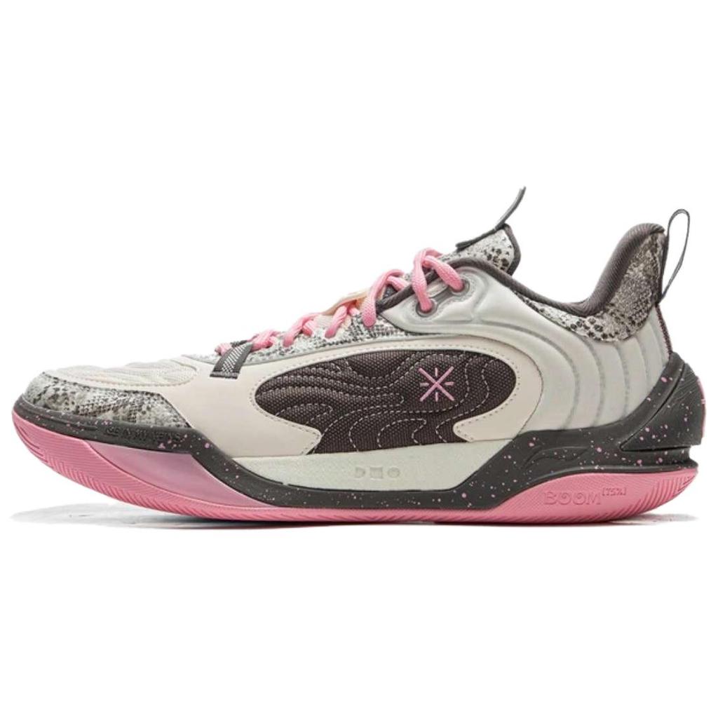 New LiNing Cushioning Anti-Slip And Wear-Resistant Low-Top Basketball Shoes Men's White Black Pink ABPV001-3