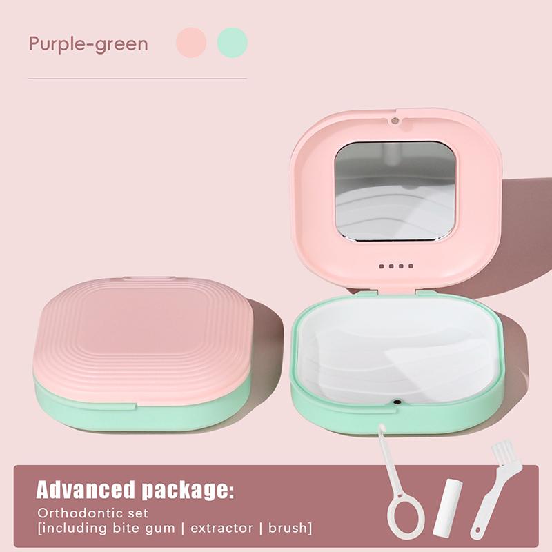Dental Retainer Box With Mirror Magnetic Aligner Mouth Guard Container Travel Case For Teeth Braces False Denture Storage