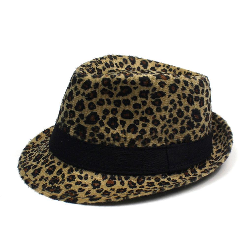 Autumn and Winter New European and American Leopard Print Top Hat Stage Performance Hat Men and Women British Versatile Windproof Jazz Hat Trend