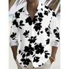 Herrenbluse mit Blumenprint, langen Ärmeln und Kragen für Urlaub und Freizeit, Strandreise-Trend, Herrenbekleidung