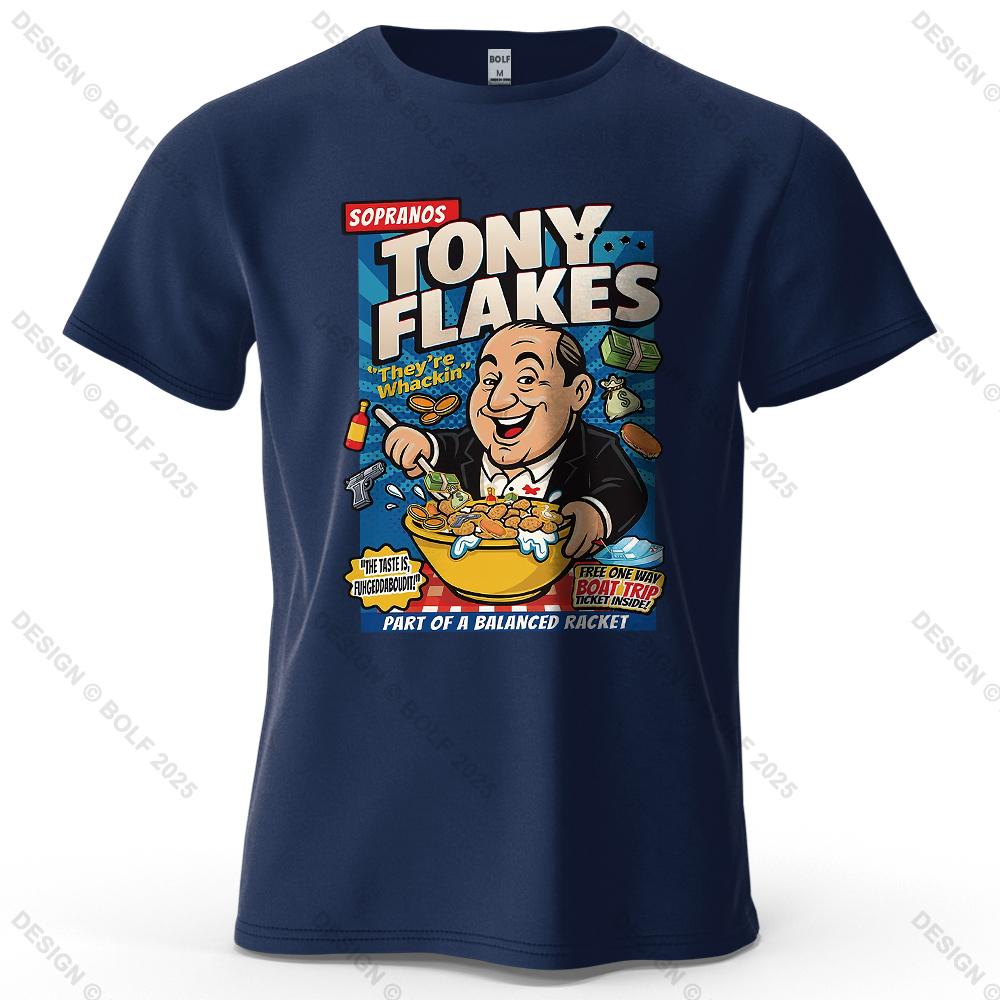 Футболка мужская с принтом Sopranos TONY FLAKES 100% хлопок оверсайз юмористические яркие графические футболки для женщин топы футболки уличная одежда