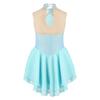 Rhinestone Sequins Figure Ice Skating Dress for Girls Kids Ballet Dance Dress Child Gymnastics Lyrical Dance Dress Costumes