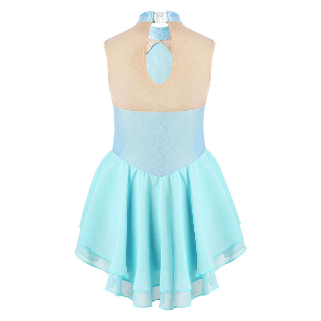 Rhinestone Sequins Figure Ice Skating Dress for Girls Kids Ballet Dance Dress Child Gymnastics Lyrical Dance Dress Costumes