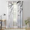 Chinese Style Tree Winter Bird Reflection Window Curtains for Living Room Kids Bedroom Valance Curtains Kitchen Window Drapes