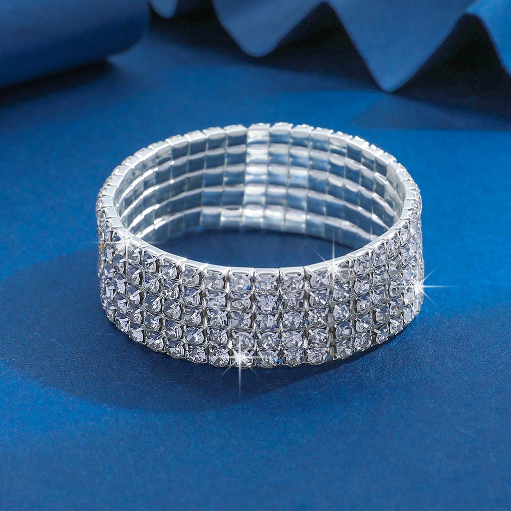 New Fashion Light Luxury Multi-Row Zircon Necklace Elastic Rhinestone Bracelet Full Diamond Bracelet Jewelry