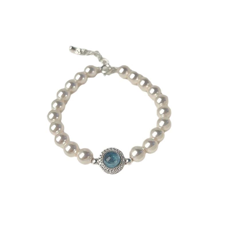 French Style Aquamarine Bracelet for Women, Ins Light Luxury Niche Design, Elegant Best Friend Birthday Gift