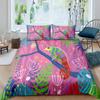 Chameleon Duvet Cover Set 3D Wild Animal Theme Twin Bedding Set Wildlife Comforter Cover Boys Green Leaf Polyester Quilt Cover