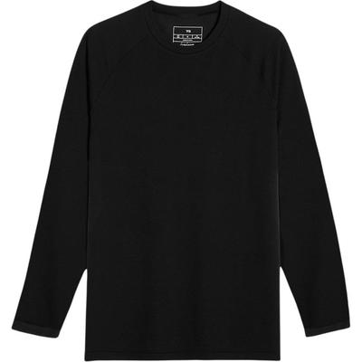 T-shirt uni à col rond, coupe ample, manches longues pour homme, hauts, Noir JN7834