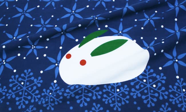 Some No Anbo Tenugui Hand Yuki Snow Tokuoka Made In 35cm X 100cm (Japanese Towel) "Nanten Usagi" (Nanten Rabbit), Hand-dyed, 100% Cotton, Weave,