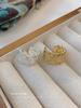 San Francisco Vintage Chic Wide Band Brass Ring, White Gold Plated Retro Index Finger Ring