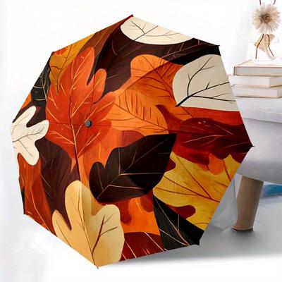1pc Autumn Leaves Automatic Open/Close Umbrella, Portable Folding Umbrella for Travel, Themed Events, It Is Suitable As a Gift for Various Festivals,