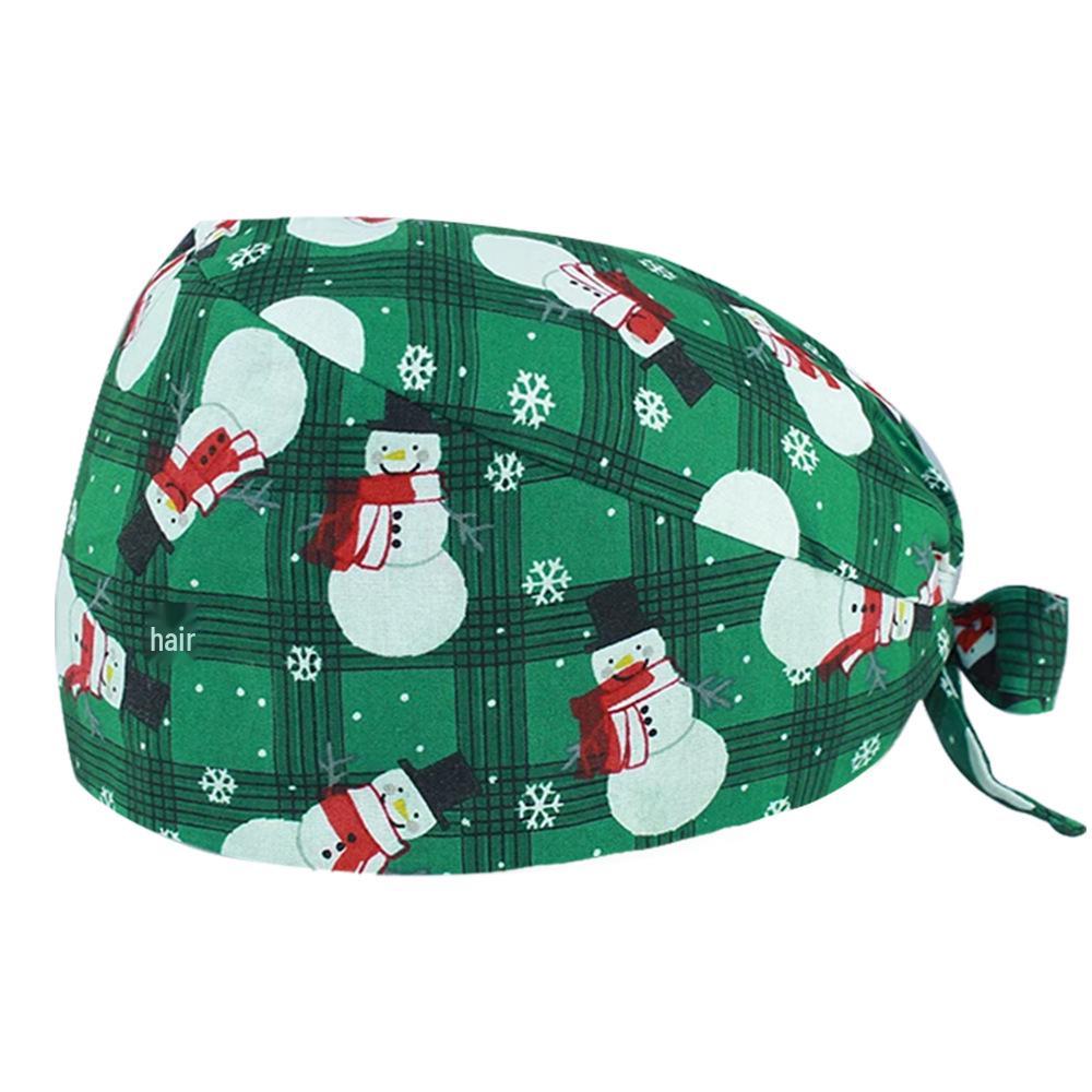 Cute Christmas Cartoon Surgical Cap - Comfortable Cotton Dustproof Head Cover for Chefs & Nurses