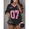 Summer Women's 3D Print V-Neck Short Sleeve T-Shirt Summer Graphic Tee Football Jerseys Plus Size Sport T-Shirt Tops