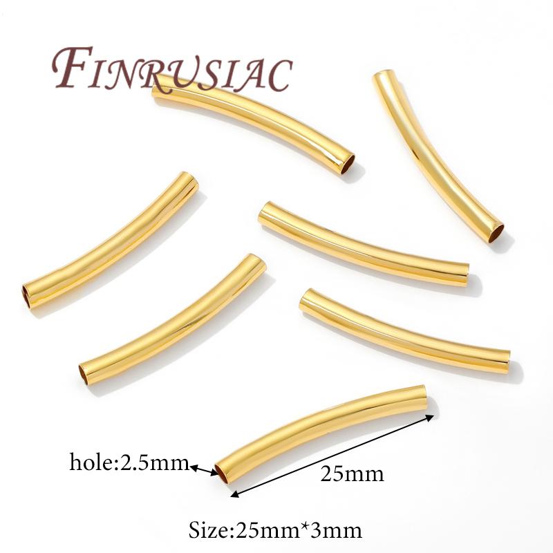 30/60PCS 18K Gold Plated Tubes For Jewelry,Spacer Beads,Separators For Bracelets,Tube Beads,DIY Jewelry Making Accessories