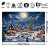 Christmas joyous party spotlight backdrop featuring cartoon village and pine tree design suitable for holiday partiesZL