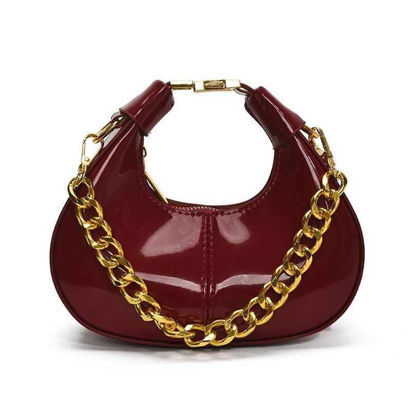 Bolsa mensageiro mini de corrente versátil e moderna de primavera e verão, bolsa crescente portátil de nicho sofisticado para mulheres