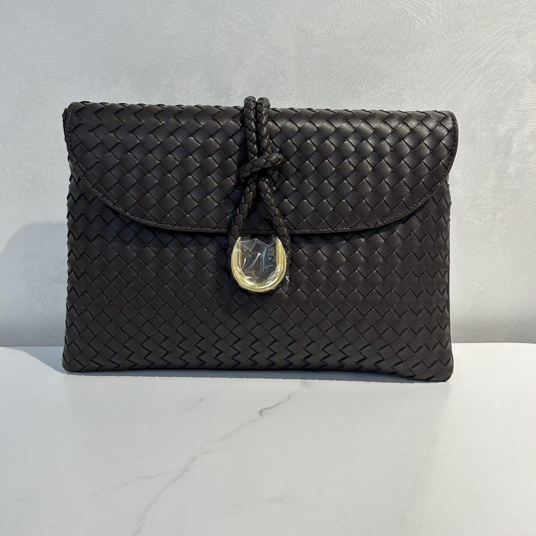 

Женский плетеный клатч и сумка через плечо из натуральной коровьей кожи, вечерний конверт в стиле блогера Xiaohongshu 31x6x20cm