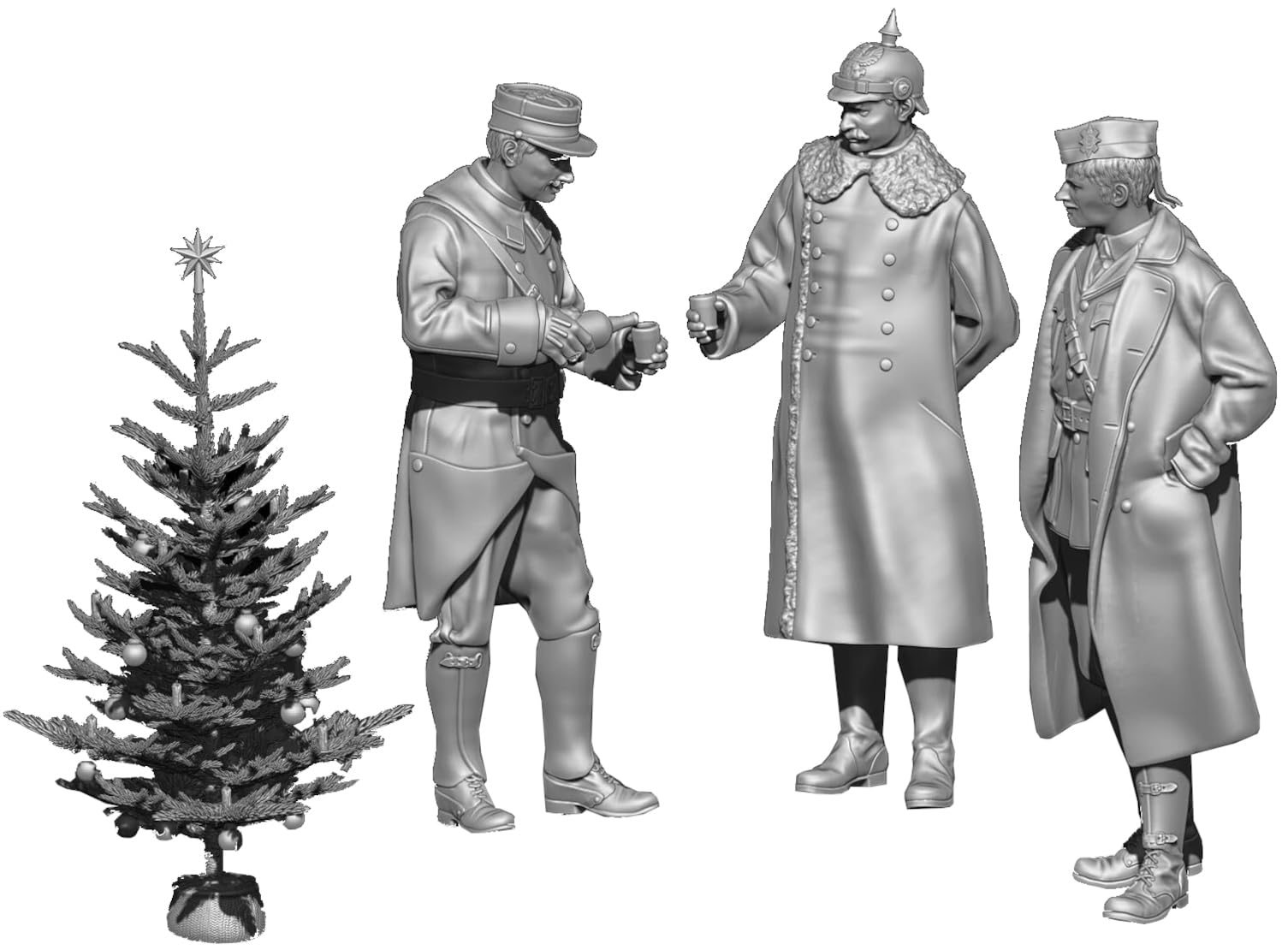 

Dynamo Models Christmas Truce 1914 Vignette 3 Figures with 3D Printed Kit DYN35225 1/35 Set, Base, (Figures)