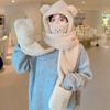Korean Cap Ear Protection Cute Cap With Mask Lamb Fleece Hat Women Plush Hat Winter Gloves Scarf
