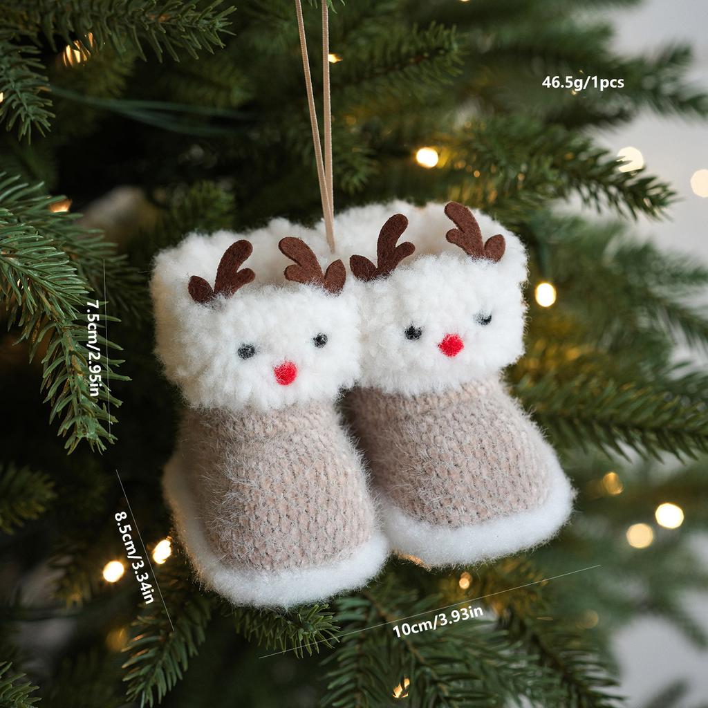 Red Fabric Small Boots Pendant Christmas Ornament Christmas Eve Gift Christmas Tree Car Pendant Decoration