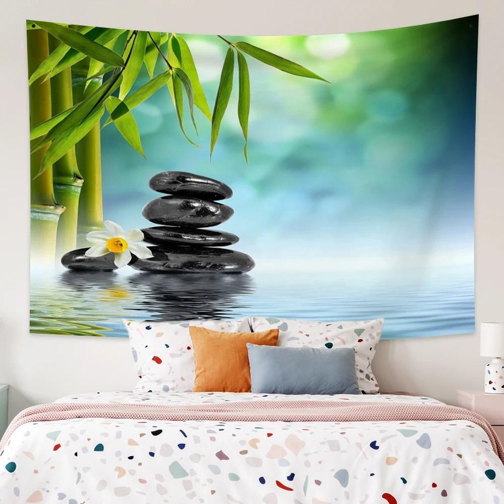 Lotus Forest Tapestry Bohemian Bedroom Waterfall Pattern Background Cloth Home Decor Living Room Wall Hanging Cloth