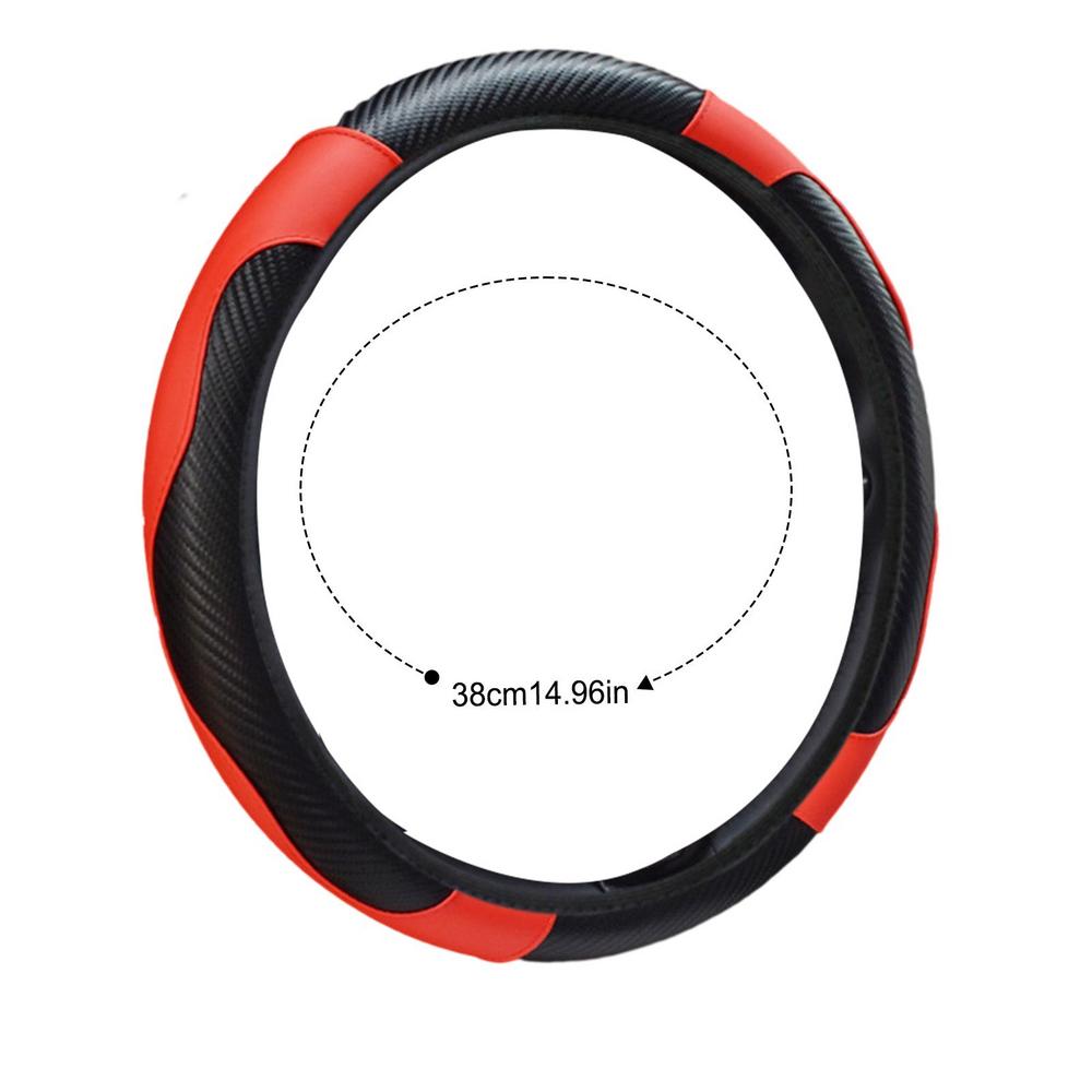 37-38cm Car Steering Wheel Cover PU Leather Non-Slip Breathable Steering Covers For Travel Camper Truck RV SUV Car Interior