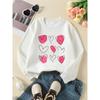 Girls' Crewneck Sweatshirt - Heart Outline Pink Brush Strokes Machine Washable, Spring And Autumn