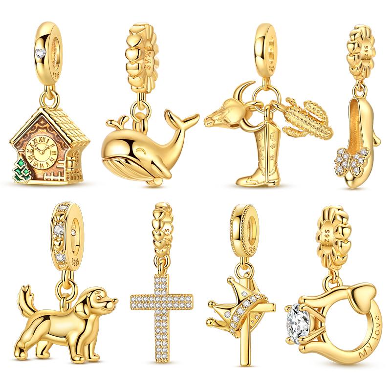 Gold New In Charms Copper Openable Whale Charms Bead Fit 3Mm Original Bracelet Necklace Women Diy Fine Jewelry Gift