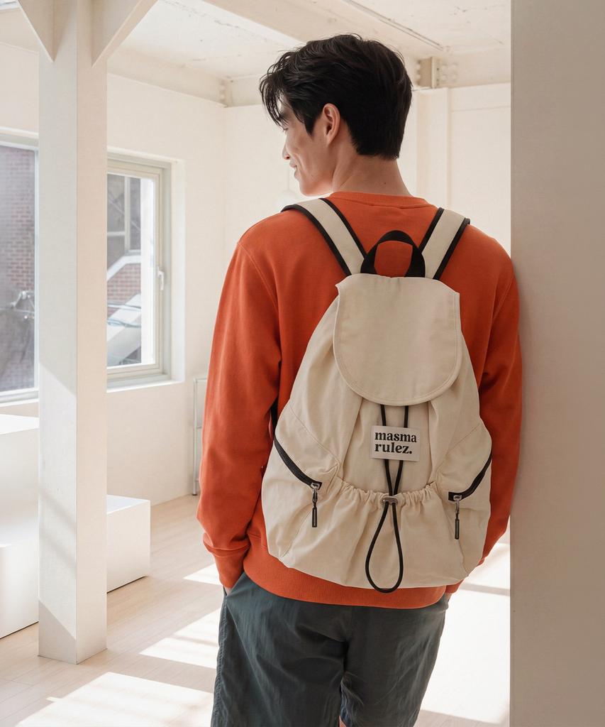 Masmarulez String Flap Backpack_Ivory