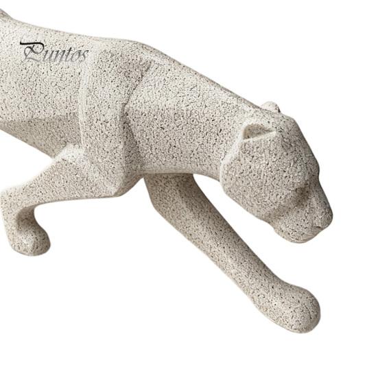 Artistic Animal Figurine 3D Geometric Cheetah Ornament, Durable PLA Modern Minimalist Sculpture, Office Desk Accessories Stone Texture Art Statue, for
