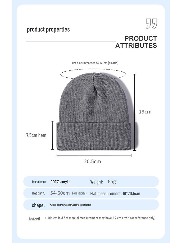 Unisex Korean-Style Embroidered Wool Beanie for Autumn/Winter – Slimming Look, Ideal for Outdoor Activities