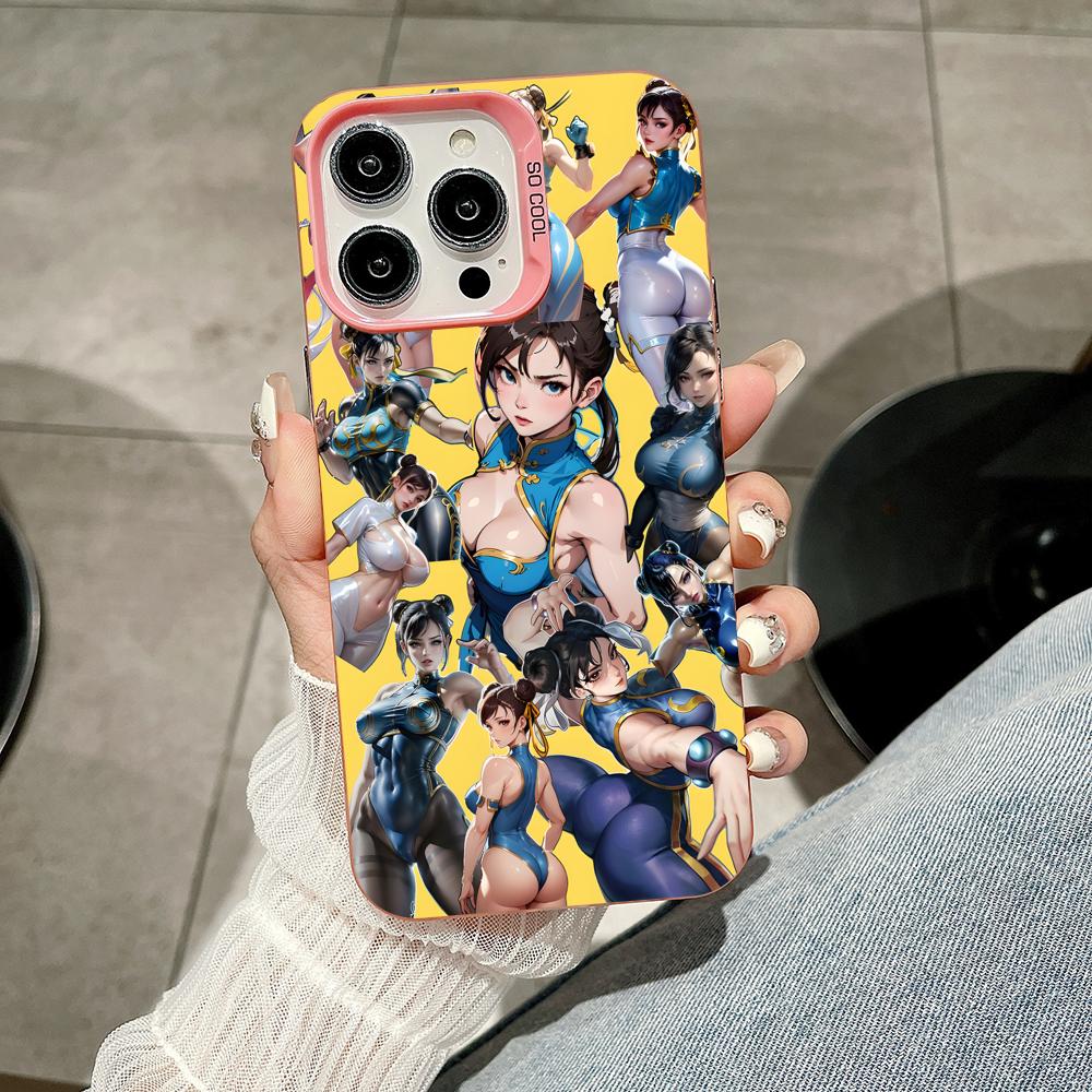 

Street Fighter Chunli Phone Case for iPhone 17 16 15 14 13 12 11 X XR XS 8 7 Air Pro Max Plus Translucent Pink Colorful Cover iPhone 14 Pro Max