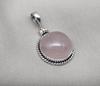Handmade Rose Quartz Pendant: 925 Sterling Silver Round Necklace