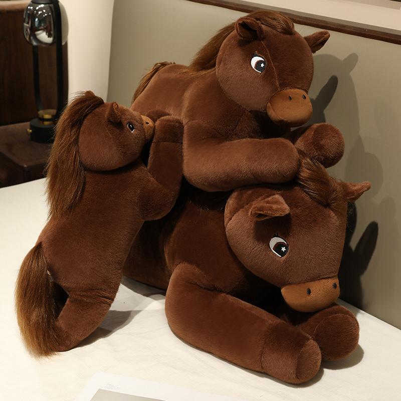 Big Size Cute Lying Horse Plush Toys Stuffed Cartoon Animal Horse Shooting Props Xmas Birthday Gifts