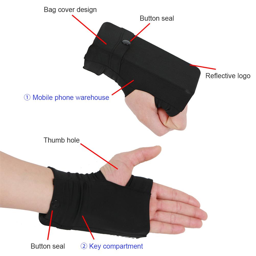 Outdoor Running Wrist Bag Cycling Glove Bag Hand Bag Quick Dry Wrist Wallet Pouch Outdoor Sport Wrist Pocket