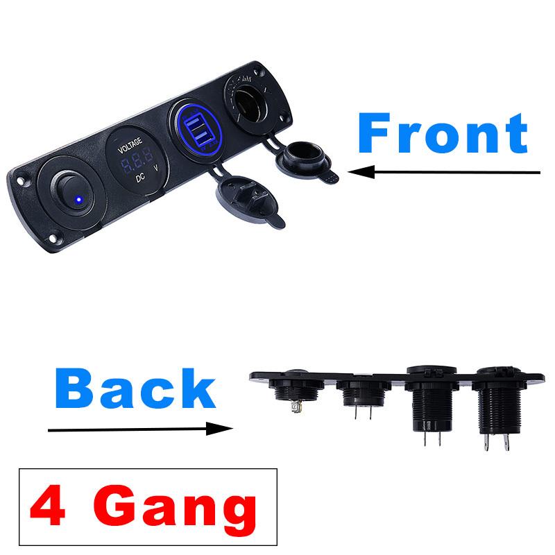 Blue LED Switch Panel 4/6/8 Gang Toggle Switch Control For Car Boat Camper Marine RV 12V Power Outlet USB Charger