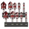 10 Flute Metal M35 Cobalt Countersink Drill Bit Set 82° 10pcs 1/4" Hex Shank Countersunk Bit Set 1/4” 3/8” 1/2” 5/8 With Holder
