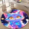 1pc Galaxy Kitten Office Round Area Rug, Indoor Mat Suitable ForOffice, Under Office Chairs Bedroom Living Room Home Decor, Room Deco U12