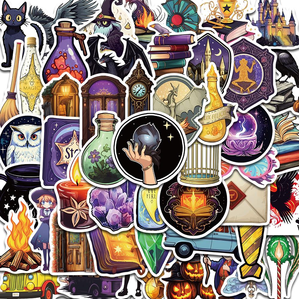 

50PCS Happy Halloween Magic Academy Stickers Skateboard Laptop Community Harajuku Streetwear Luggage Room Wall Bar Decoration