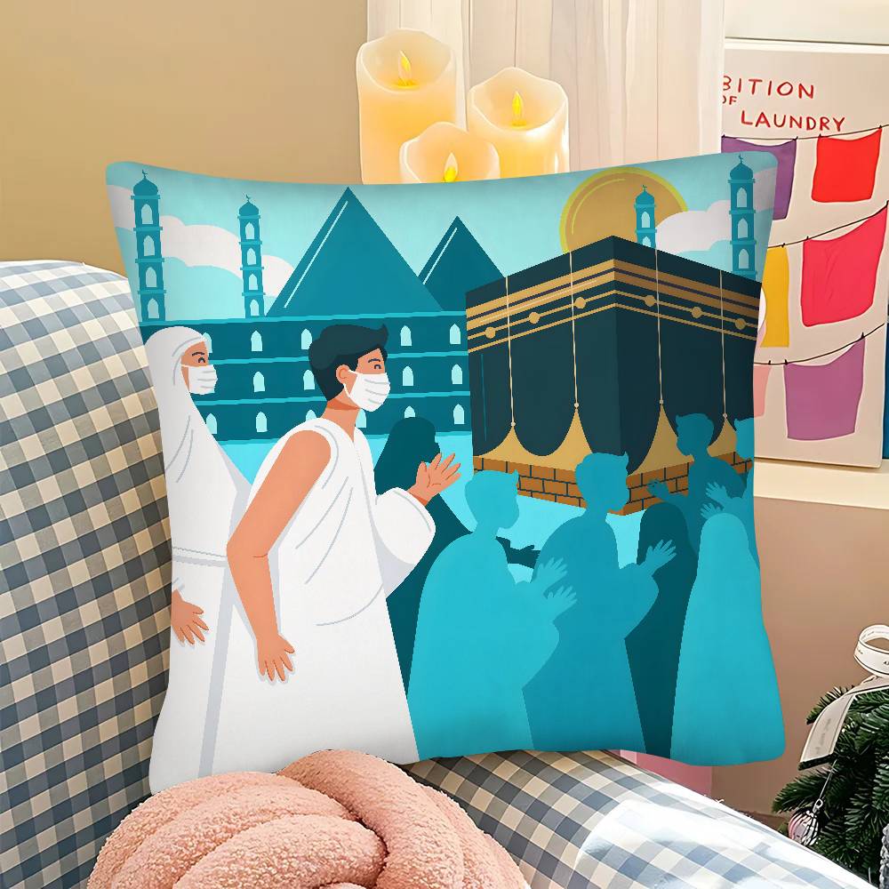 pc Arab Islam Islamic Mecca Pilgrim Pillow Case Fashion Square Pillowcase Bedroom Sofa Room Ins Decoration Leisure