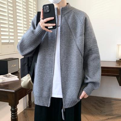 Pulover cu guler înalt și fermoar Stil Coreean pentru Bărbați Stil Leneș Cardigan Tricotat Jachetă Top la Modă