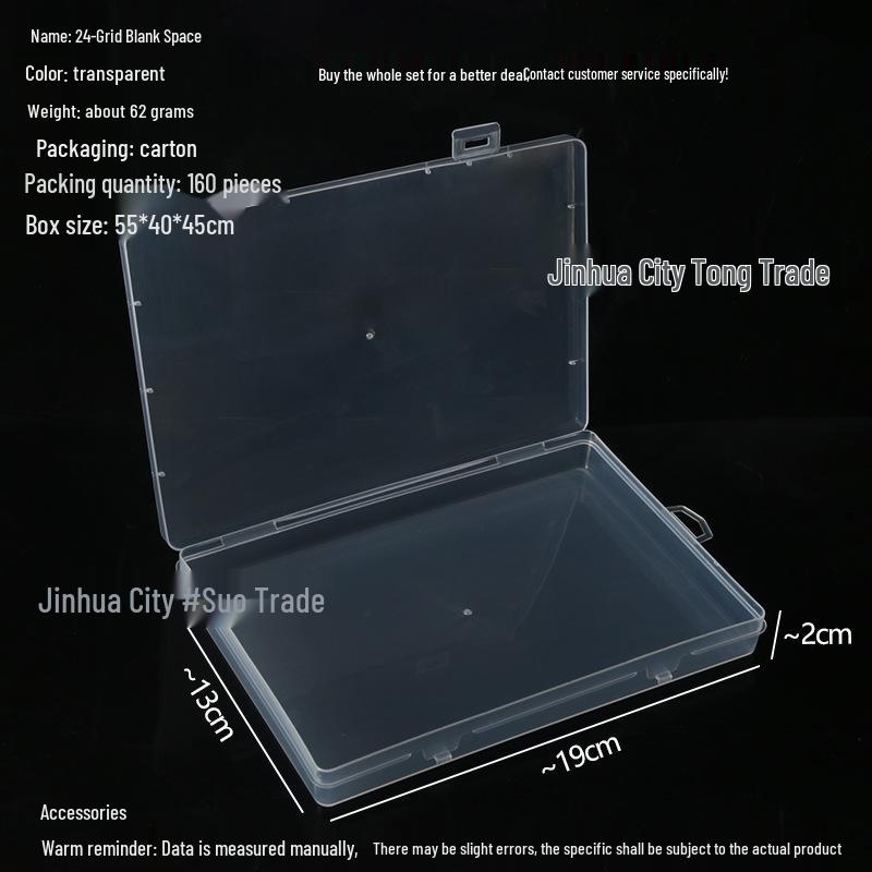 Transparent Storage Box for Electronics, Jewelry, Tools, Plastic Parts, and Fishing Tackle with Large Fixed Grids