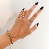 Mote Sølvfarge Diamant Butterfly Chain Ring For Kvinner Menn Rosa Hjerte Nøkkellås Dusk Finger Ringer Sett Trendy Smykker Gave