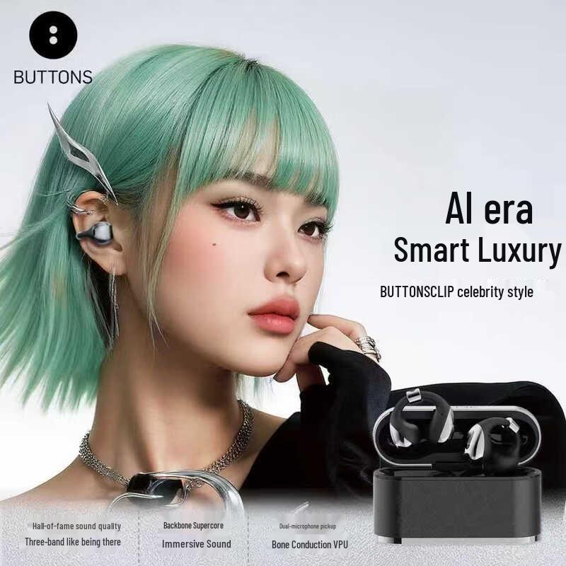 BUTTONS CLIP Open-Fit Bone Conduction Bluetooth Ear Clip Earbuds