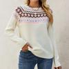 Dame Strikket Retro Rund Hals Løs Pullover Genser