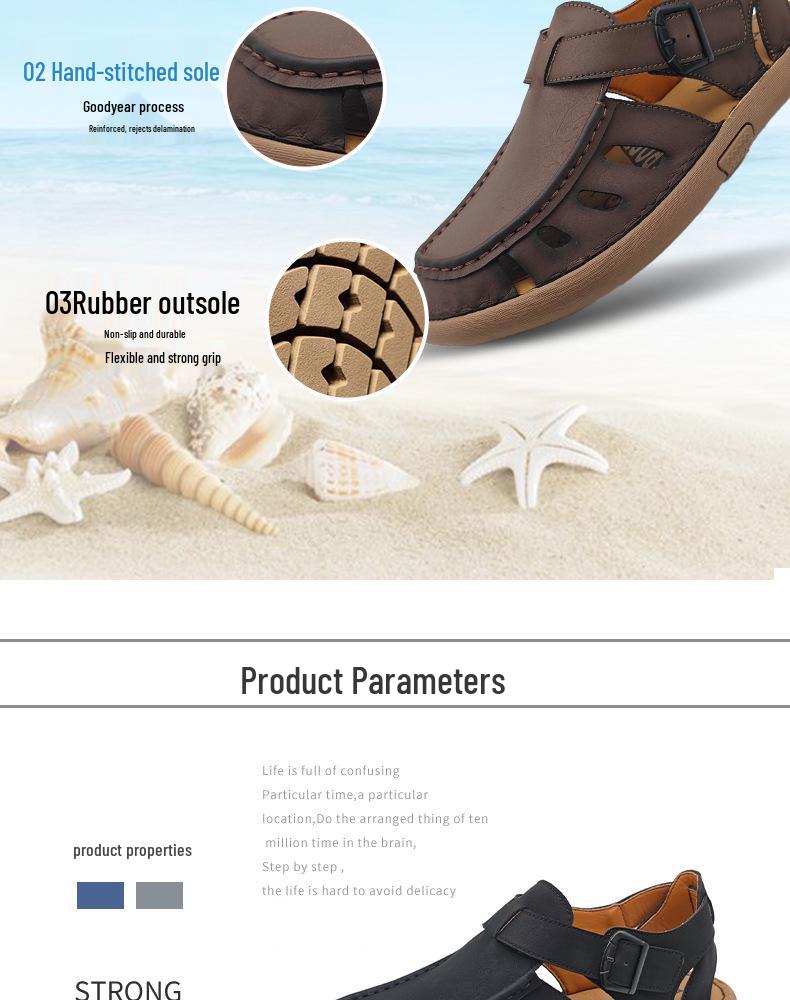 Men's Breathable Lightweight Summer Beach Sandals: Large Size, Fashionable, and Outdoor-Ready.