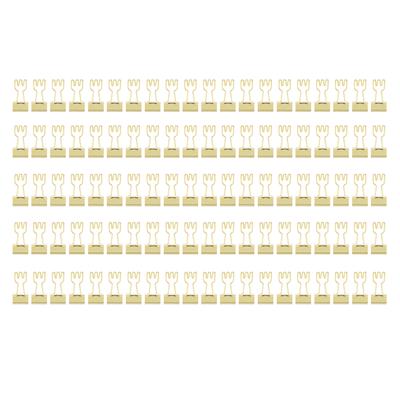 100pcs Fork Shape Binder Clips Strong Clamping Force Rust Prevention Sturdy Metal Golden Binder Clips for Office
