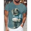 Esboço de Moda Gráfico de Animal Camisetas Masculinas Gatos Estampa 3D Oversized Manga Curta Camiseta Gola O Casual Masculino Feminino Camiseta Roupa