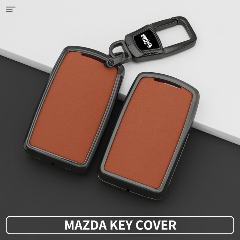 New Zinc Alloy Leather Car Key Case Cover Holder Protector Shell For Mazda 3 Axela Bp Cx-30 Dm G20 Mx-5 Mx30 X5 X9 Cx60 Cx90