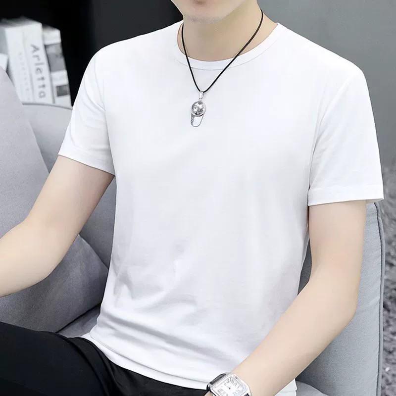 

Men s Summer Loose Fit Round Neck Short Sleeve T-shirt - Trendy Half Sleeve Base Layer Medium